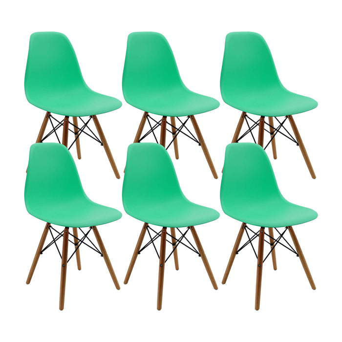 Kit por 6 sillas de comedor DKR tipo Eames color verde menta