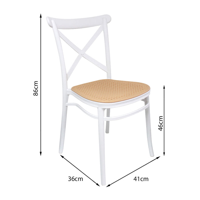 Silla de exterior plástica para comedor jardín  1146 color blanco biege