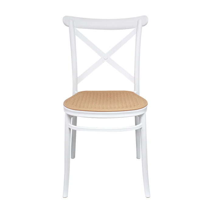 Silla de exterior plástica para comedor jardín  1146 color blanco biege