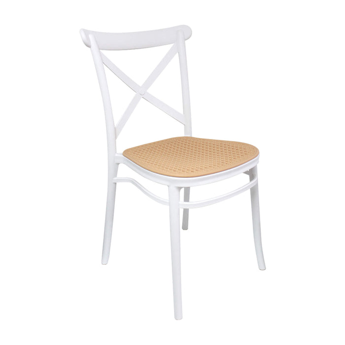 Silla de exterior plástica para comedor jardín  1146 color blanco biege