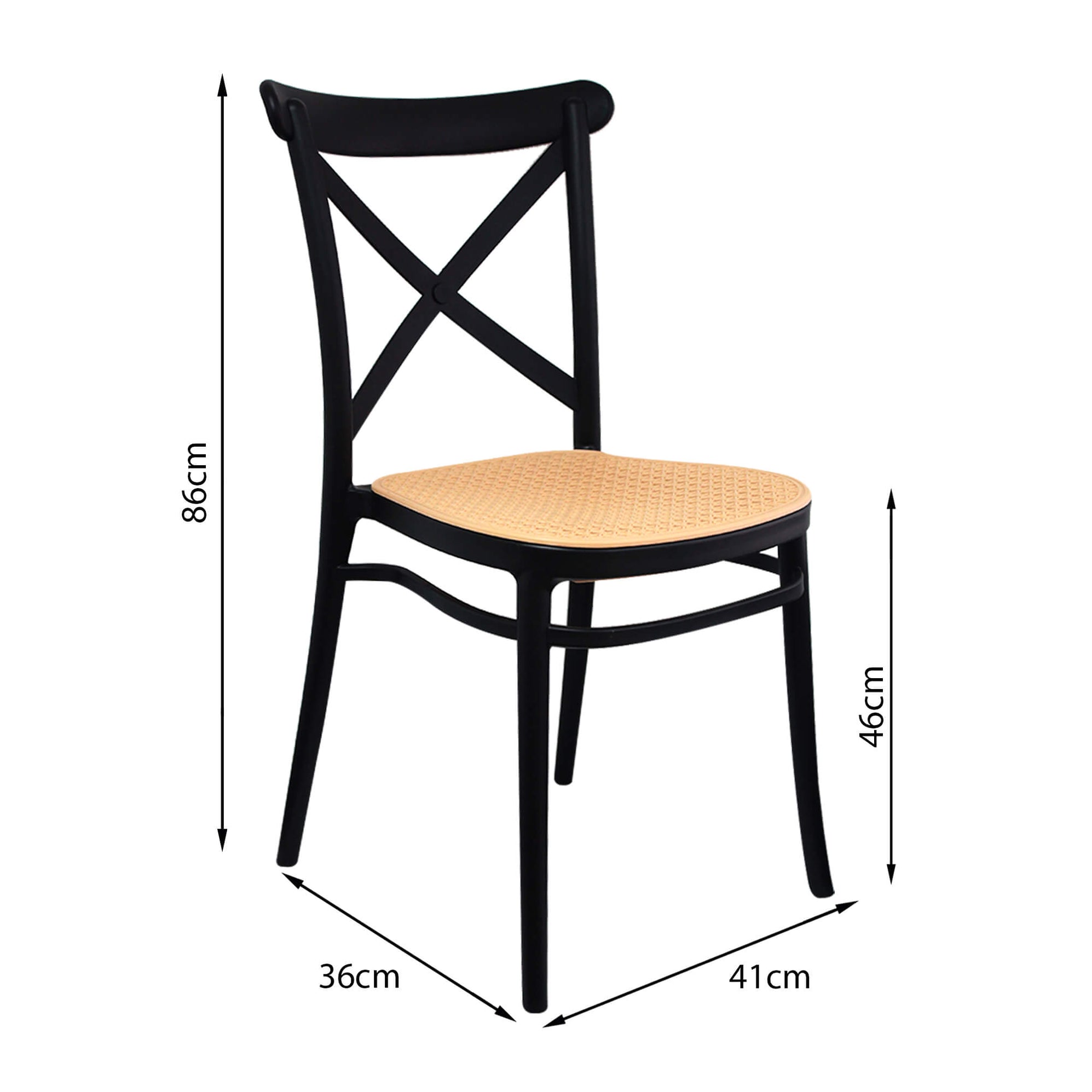 Silla de exterior plástica para comedor jardín 1146 color negro- beige ...