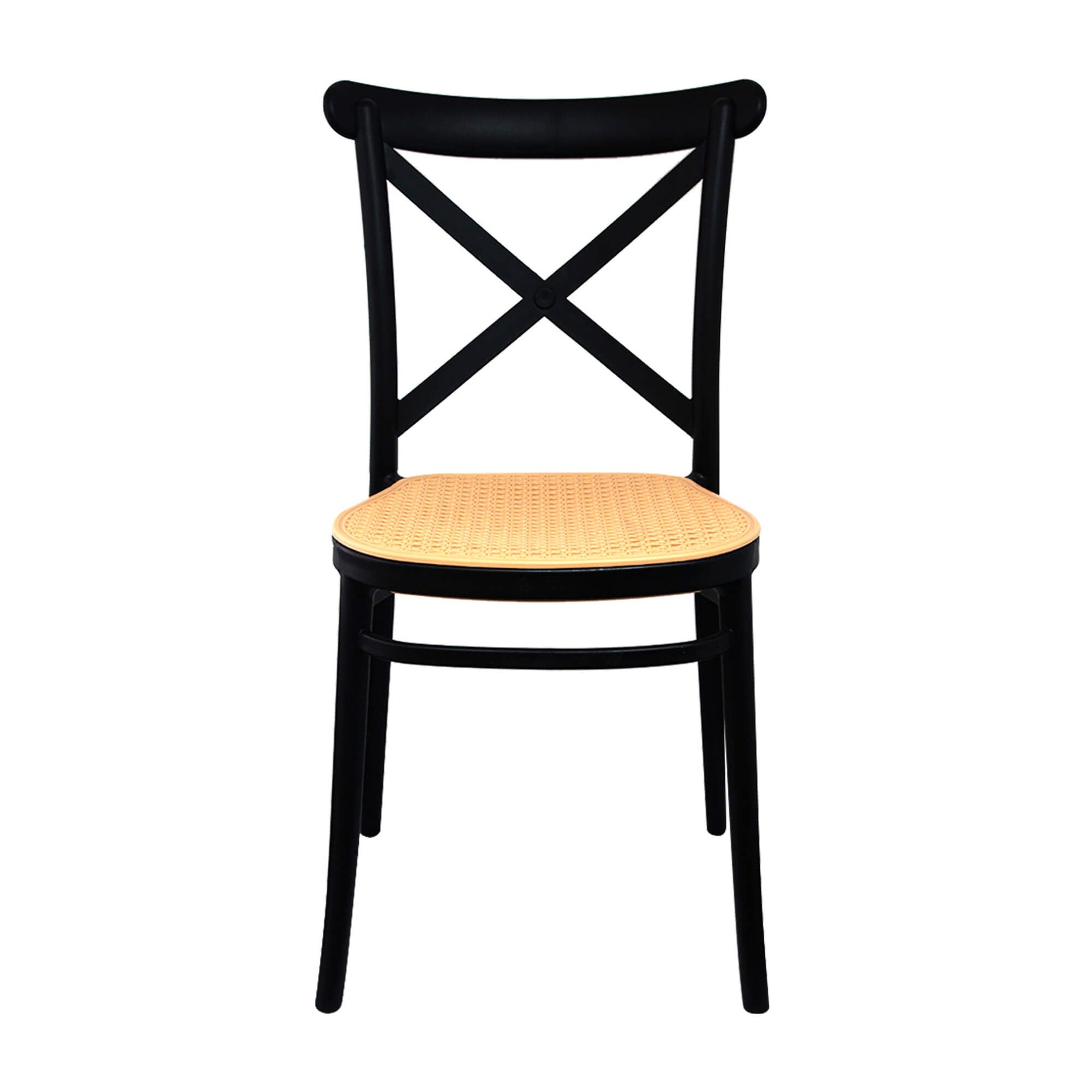 Silla de exterior plástica para comedor jardín 1146 color negro- beige ...