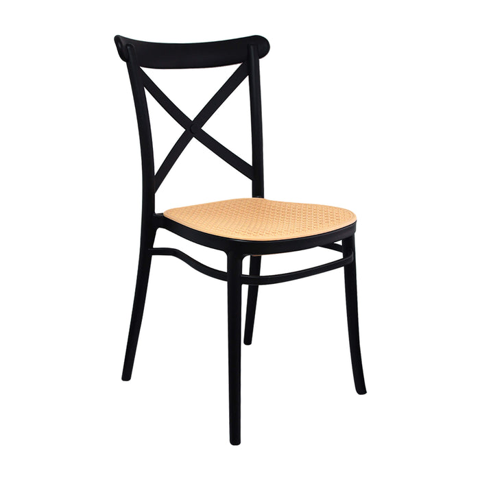 Silla de exterior plástica para comedor jardín 1146 color negro- beige