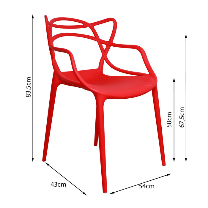 Kit por 4 sillas de exterior solna tipo master jardín color rojo
