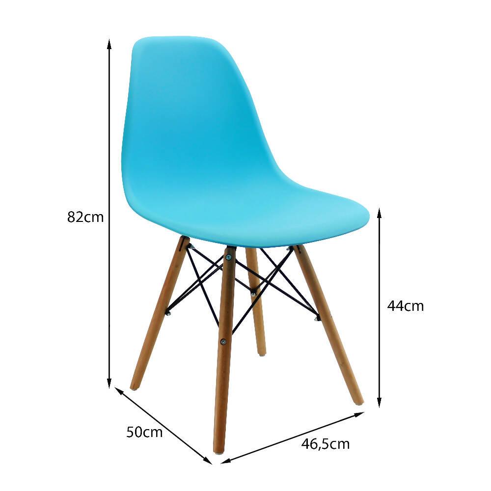 Kit por 2 sillas Eames Patas En Madera para comedor, sala, restaurante - Azul