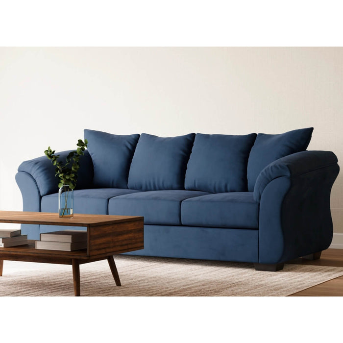 Sofá prestige 3 puestos azul tela anti fluidos 220x93x93 cm