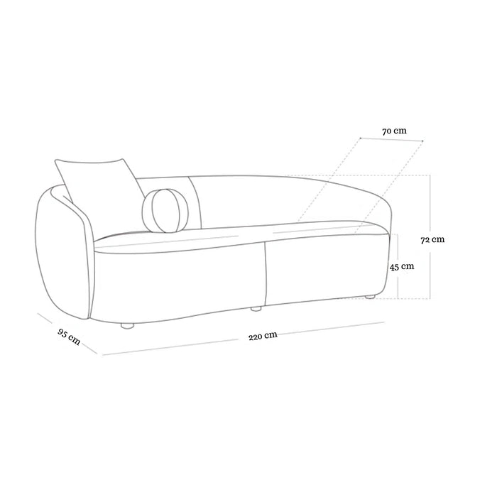 Sofá cina 3 puestos blanco tela anti fluidos 220x95x72 cm