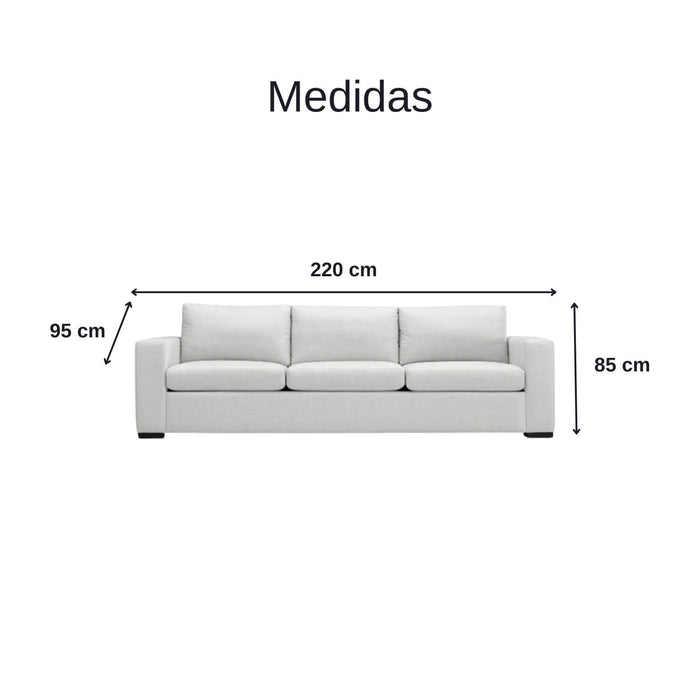 Sofá calandra 3 puestos blanco tela anti fluidos 220x95x85 cm