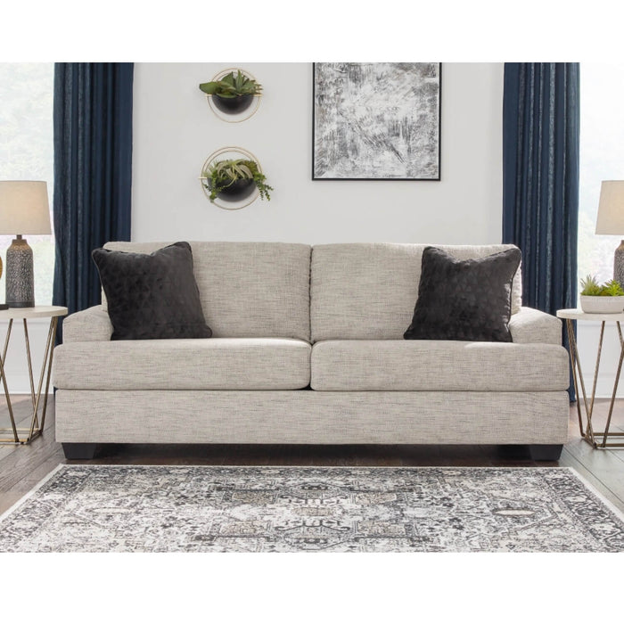 Sofá cristel 3 puestos color gris en tela anti fluidos 221x97x94 cm