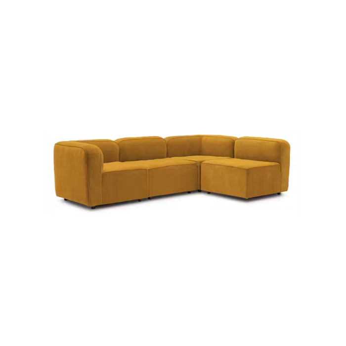 Sofá con banqueta bocelli 4 puestos amarillo tela pet friendly anti fluidos 260x85x75 cm