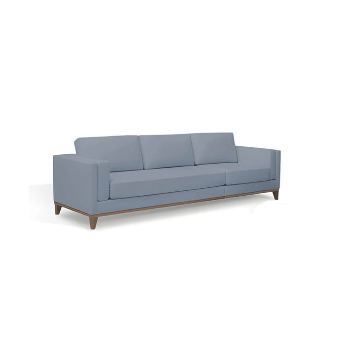 Sofá con puff gianluca 4 puestos azul terciopelo anti fluidos 260x80x85 cm