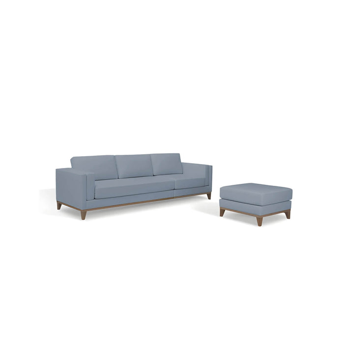 Sofá con puff gianluca 4 puestos azul terciopelo anti fluidos 260x80x85 cm