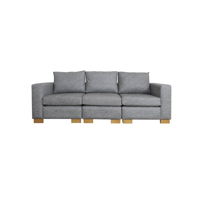 Sofá grober 3 puestos gris tela pet friendly anti fluidos 230x90x90 cm