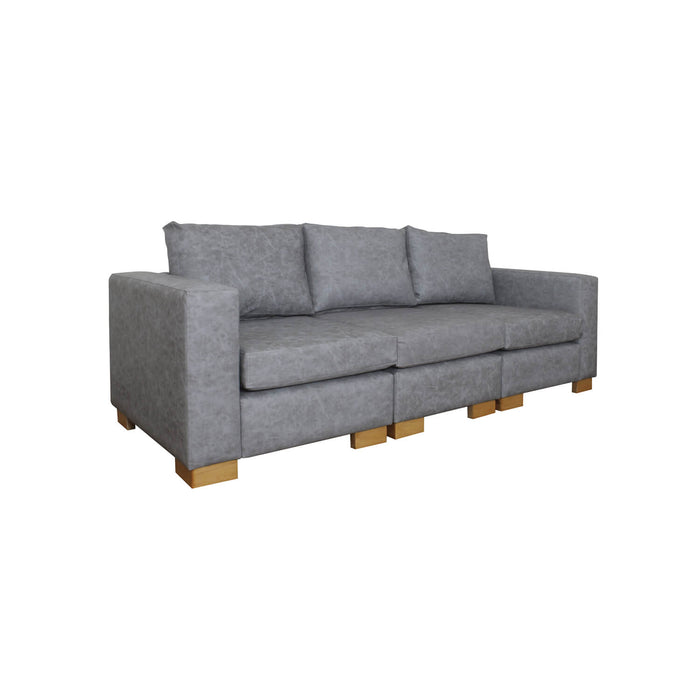 Sofá grober 3 puestos gris tela pet friendly anti fluidos 230x90x90 cm
