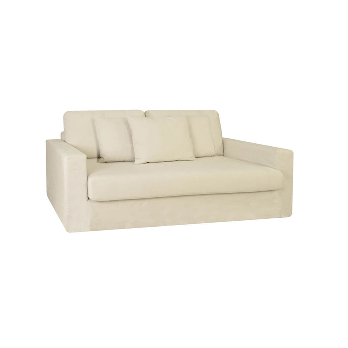 Sofá guim 3 puestos beige terciopelo anti fluidos 220x90x70 cm