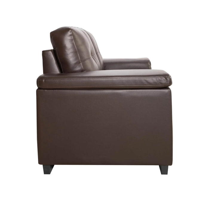 Sofá park 2 puestos color marrón en cuerina 153x94x90 cm