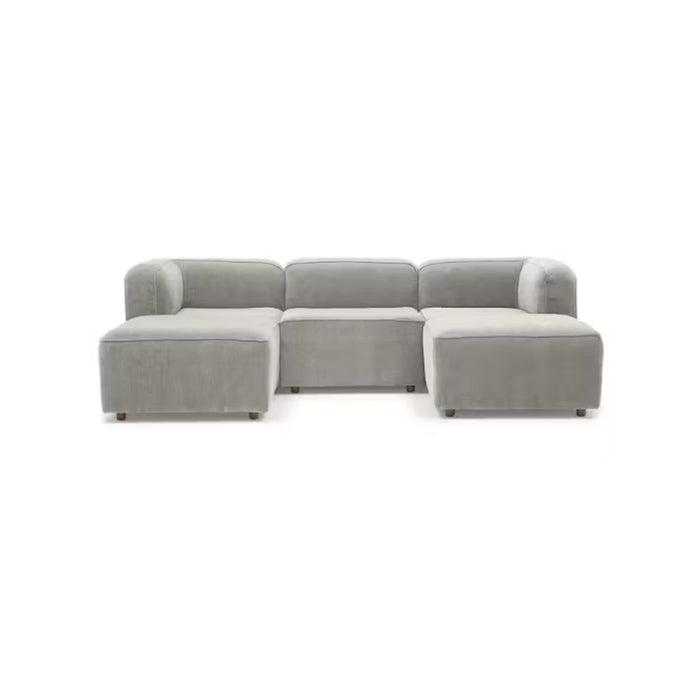 Sofá con puff bocelli 4 puestos gris tela pet friendly anti fluidos 260x85x75 cm