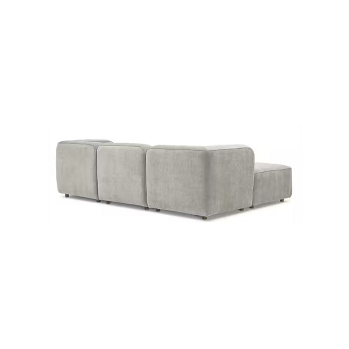 Sofá con puff bocelli 4 puestos gris tela pet friendly anti fluidos 260x85x75 cm