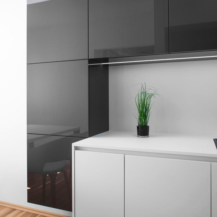 Tablero MDF laminado brillante gris meteoro estandar Rauvisio Radiant