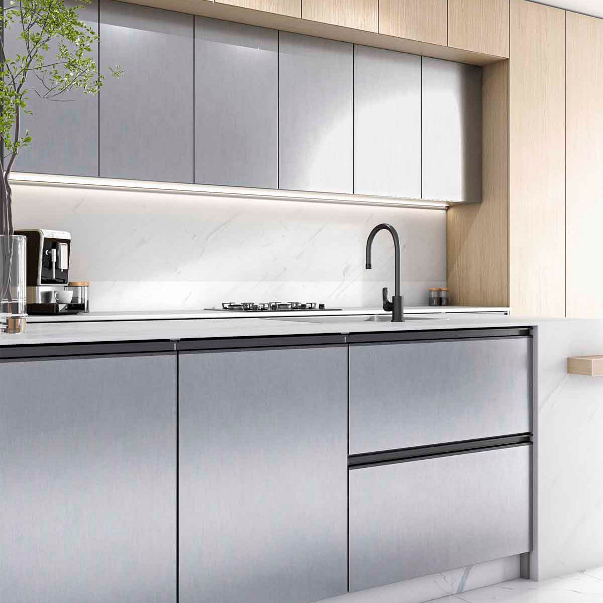 Tablero aglomerado melamina Inox estándar marca Pelikano