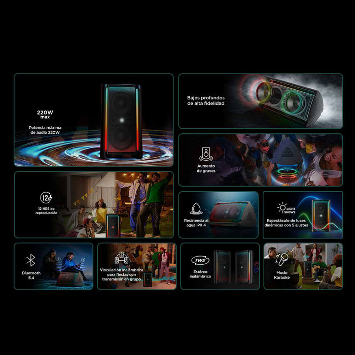 tecnologia audio parlante party speaker tp200k tcl 200speaker mp madecentro