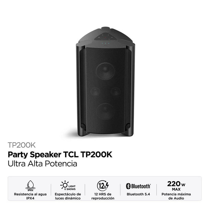 tecnologia audio parlante party speaker tp200k tcl 200speaker mp madecentro