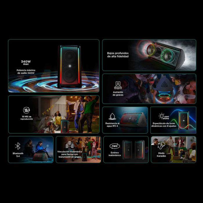 tecnologia audio parlante party speaker tp300k tcl 300speaker mp madecentro