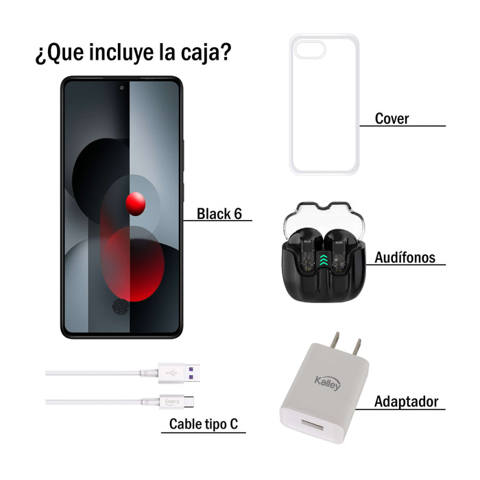 tecnologia celulares accesorios celular kalley black 6 512gb negro kgb512ce012 mp madecentro
