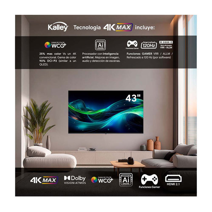 tecnologiatelevisorkalley43inmaxled4kuhdsmarttvgoogle43g31543g315madecentro