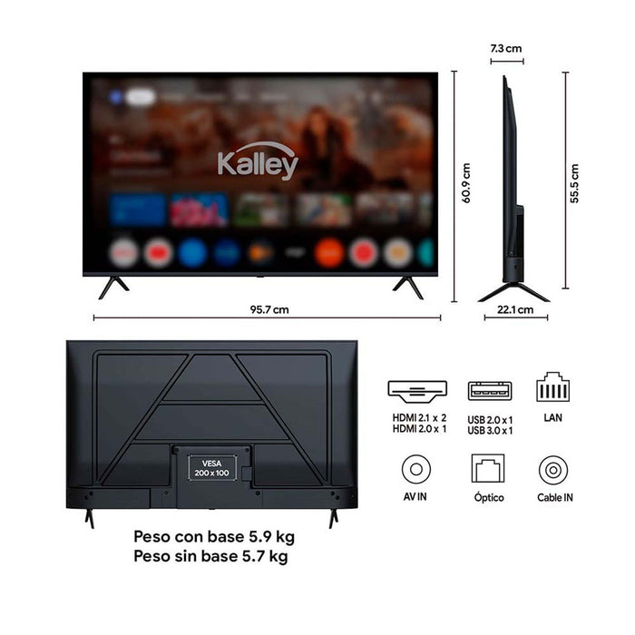 tecnologiatelevisorkalley43inmaxled4kuhdsmarttvgoogle43g31543g315madecentro