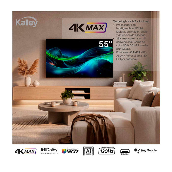 tecnologiatelevisorkalley55inmaxled4kuhdsmarttvgoogle55g31555g315madecentro
