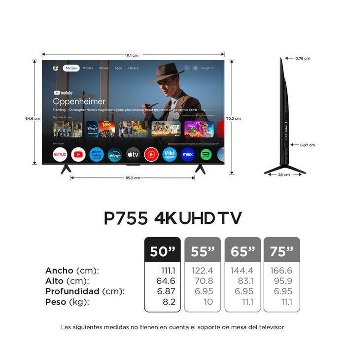 Televisor de 50" 4k ultra HD