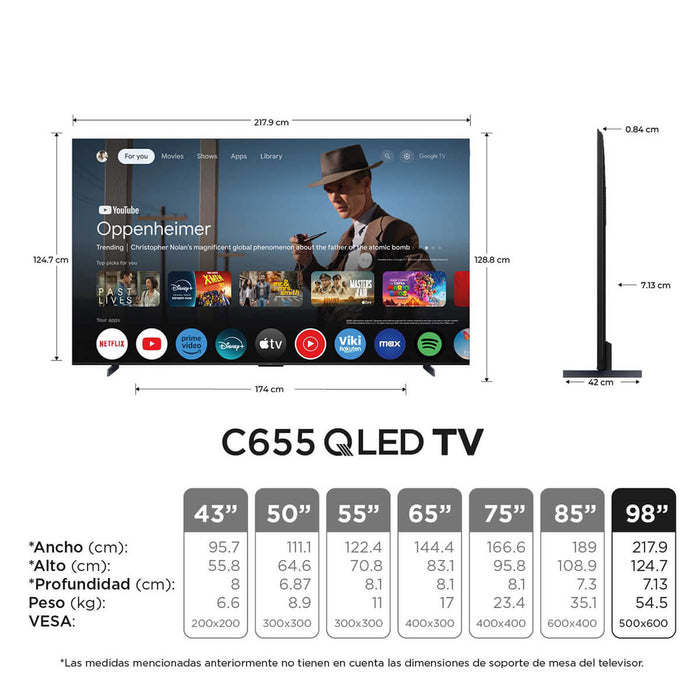 Televisor de 98" QLED 4k ultra HD