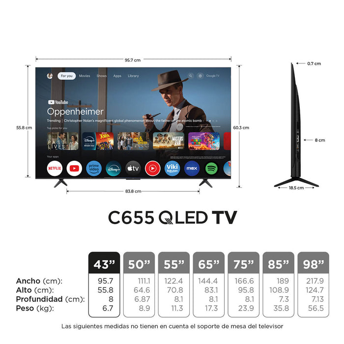 Televisor de 43" QLED 4k ultra HD