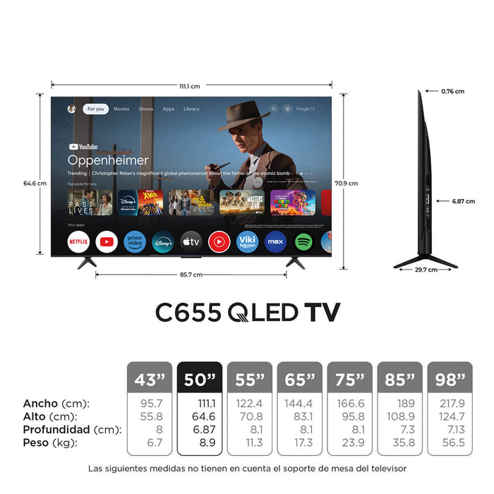 Televisor de 50" QLED 4k ultra HD