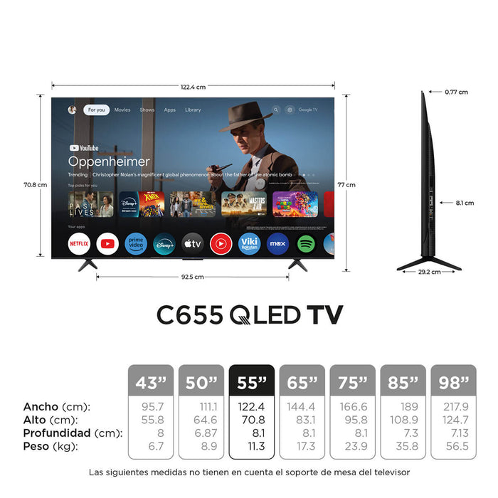 Televisor de 55" QLED 4k ultra HD