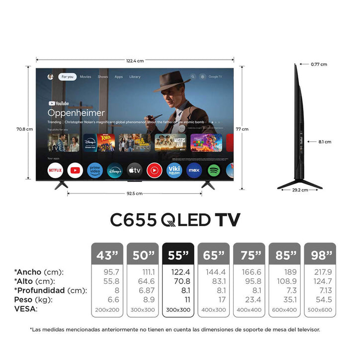 Televisor de 55" QLED 4k ultra HD