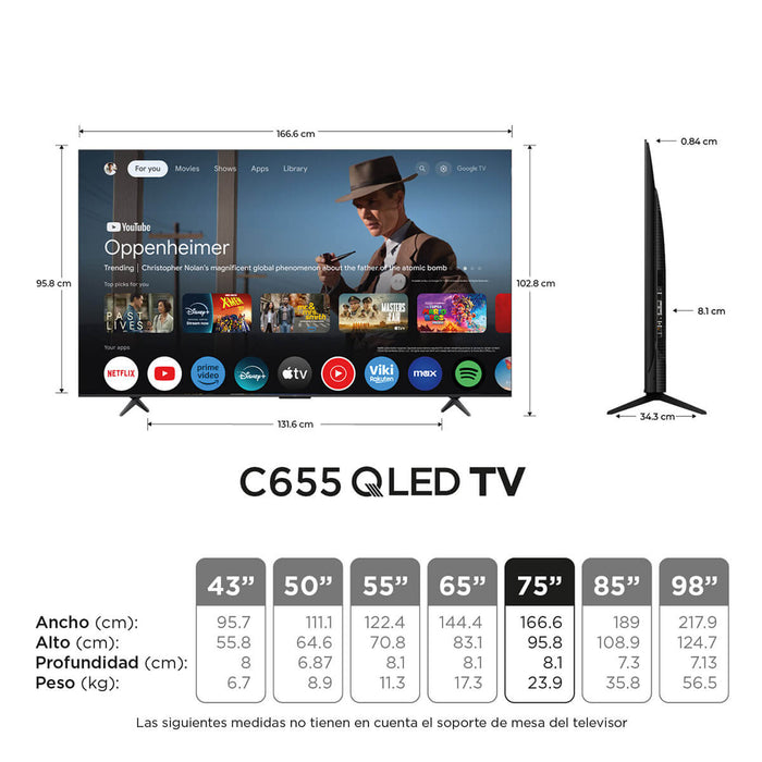 Televisor de 75" QLED 4k ultra HD