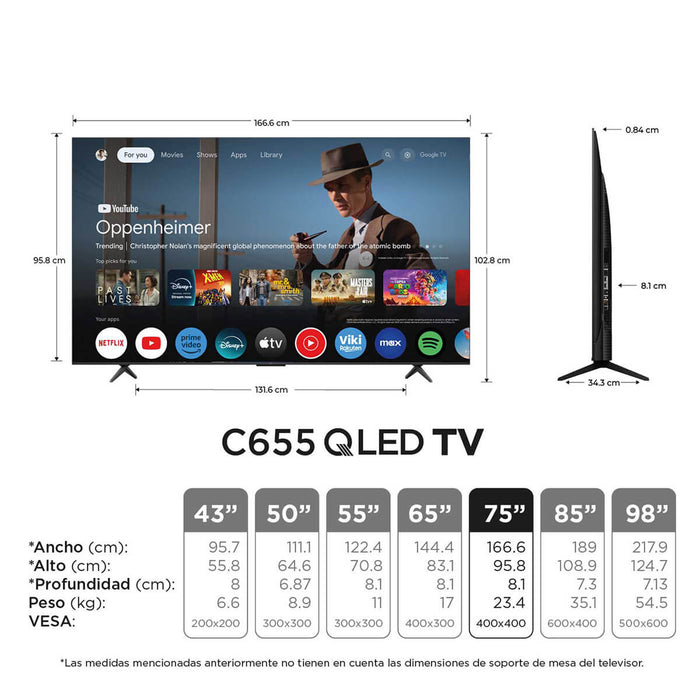 Televisor de 75" QLED 4k ultra HD