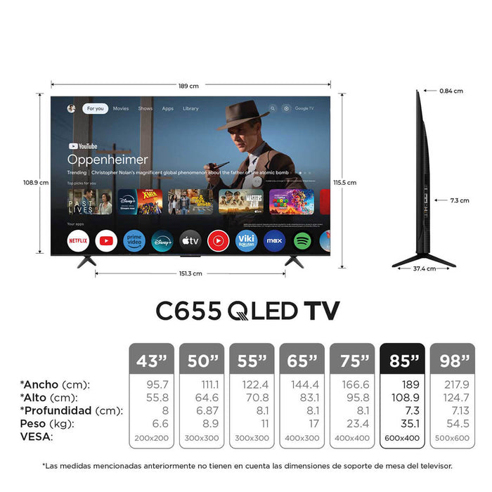 Televisor de 85" QLED 4k ultra HD