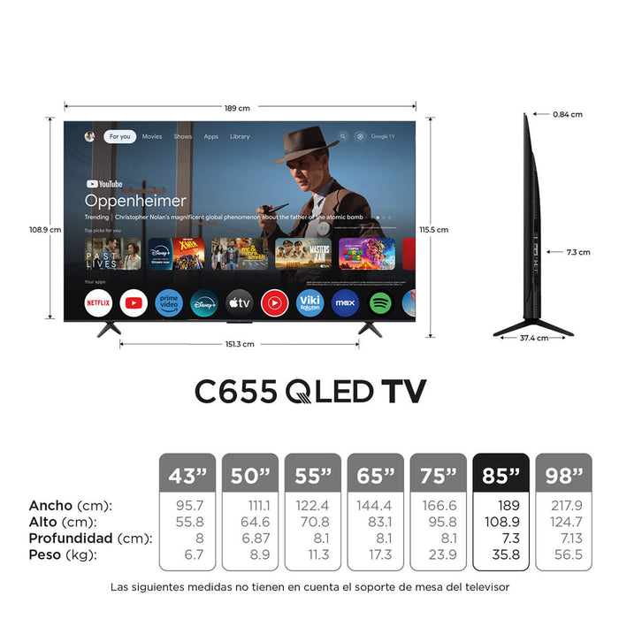 Televisor de 85" QLED 4k ultra HD