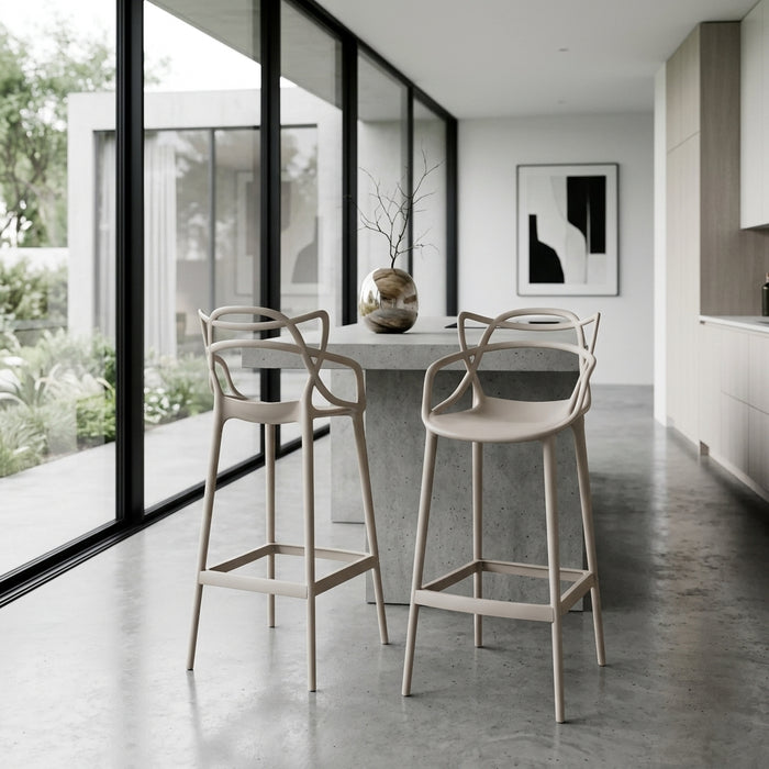 Silla para Bar Palermo, Taupe, con Reposa Pies Doble Propósito