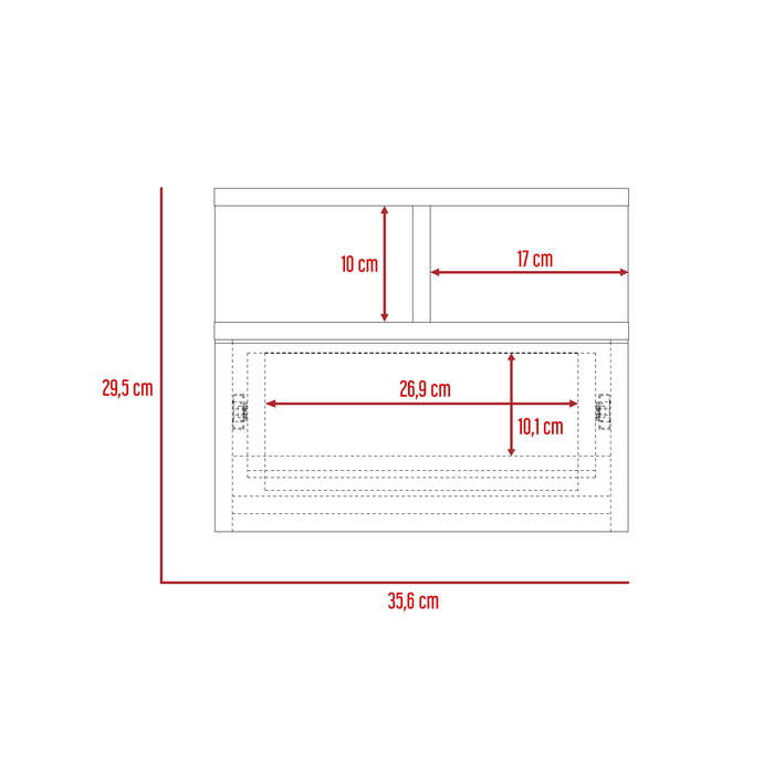 Mesa de Noche Flotante Nube, Humo, con un Cajón y División de dos Entrepaños