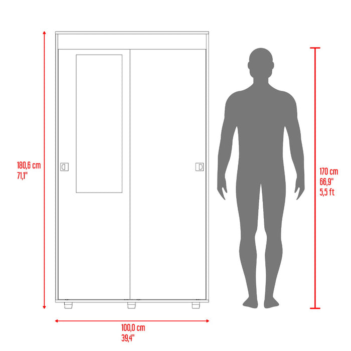 Closet Angelo, Fresno Europeo y Wengue, con Dos Puertas Corredizas