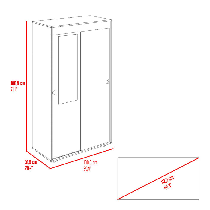 Closet Angelo, Fresno Europeo y Wengue, con Dos Puertas Corredizas