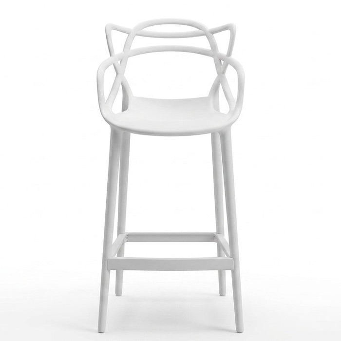 Silla para Bar Palermo, Blanco, con Reposa Pies Doble Propósito