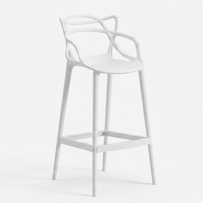 Silla para Bar Palermo, Blanco, con Reposa Pies Doble Propósito