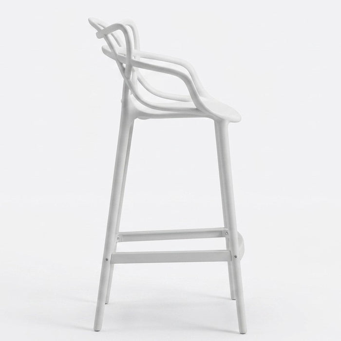 Silla para Bar Palermo, Blanco, con Reposa Pies Doble Propósito
