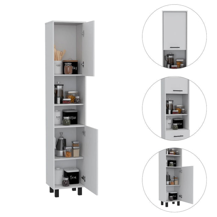 Arte K Muebles Y Accesorios - Cocina completa parte superior con manijas  metalicas, dos puertas baitbles, una puerta de vidrio, locero y porta vasos  color blanco, espacio para alimentos utencilios de cocina