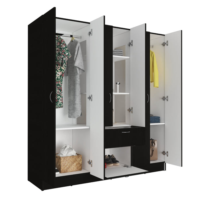 Closet Adira, Wengue y Blanco, con Siete Puertas Abatibles y Un Cajon